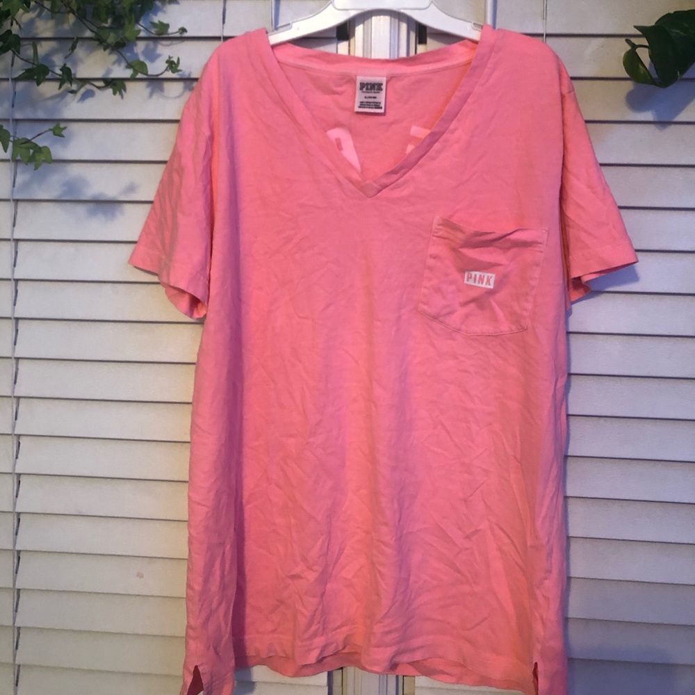 PINK V Neck T-Shirt
